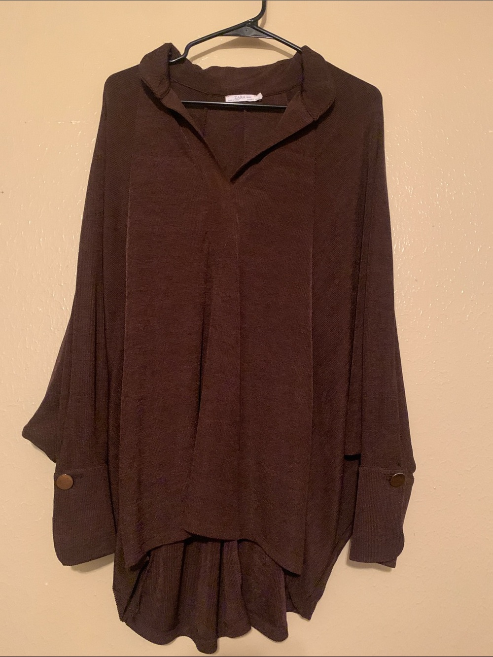 Zara Chocolate Brown Collared Relaxed Tunic